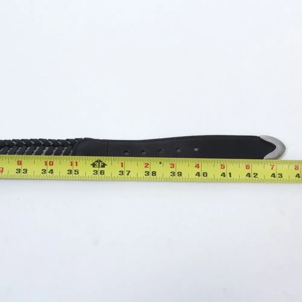 Vintage Y2K Stefano Piazza Italy Western Leather Black Braided Belt Mens Size 38